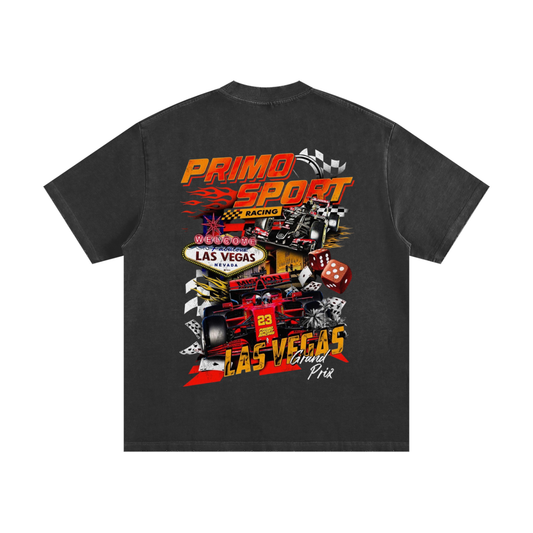 F1 LAS VEGAS Heavyweight Vintage Washed Frayed T-Shirt