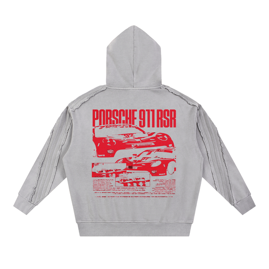 PORSCHE 911 RSR Snow Washed Raw Edge Hoodie